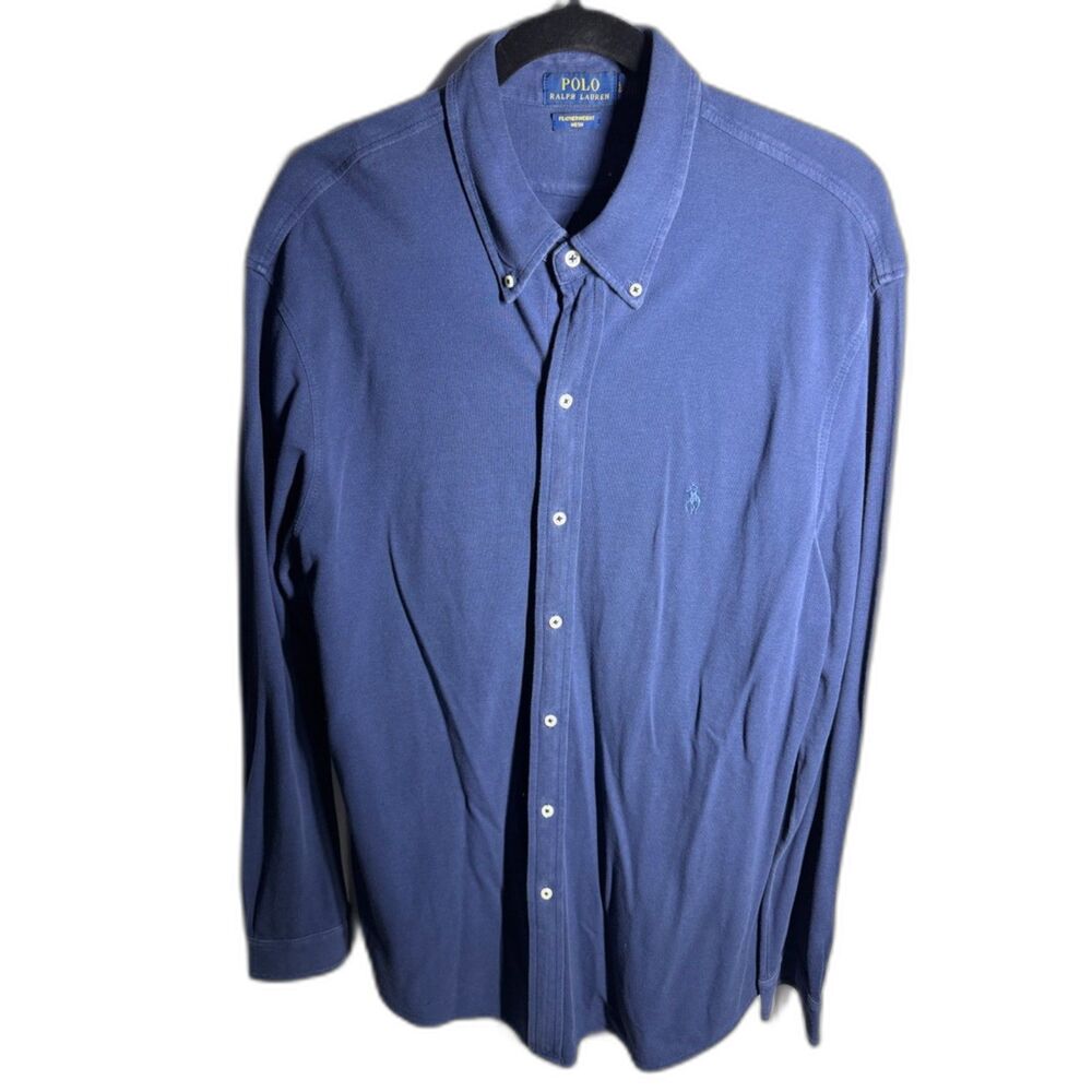 Polo Ralph Lauren Featherweight Mesh Shirt Men’s XL Blue Long Sleeve Pony